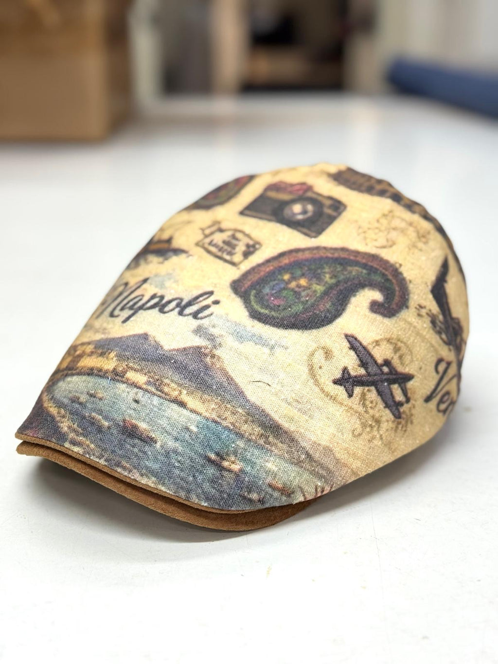 Coppola Polo in puro Lino e vera pelle scamosciata
