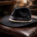 Cowboy in feltro 100% lana con personalizzazione. Colore nero. Made in italy