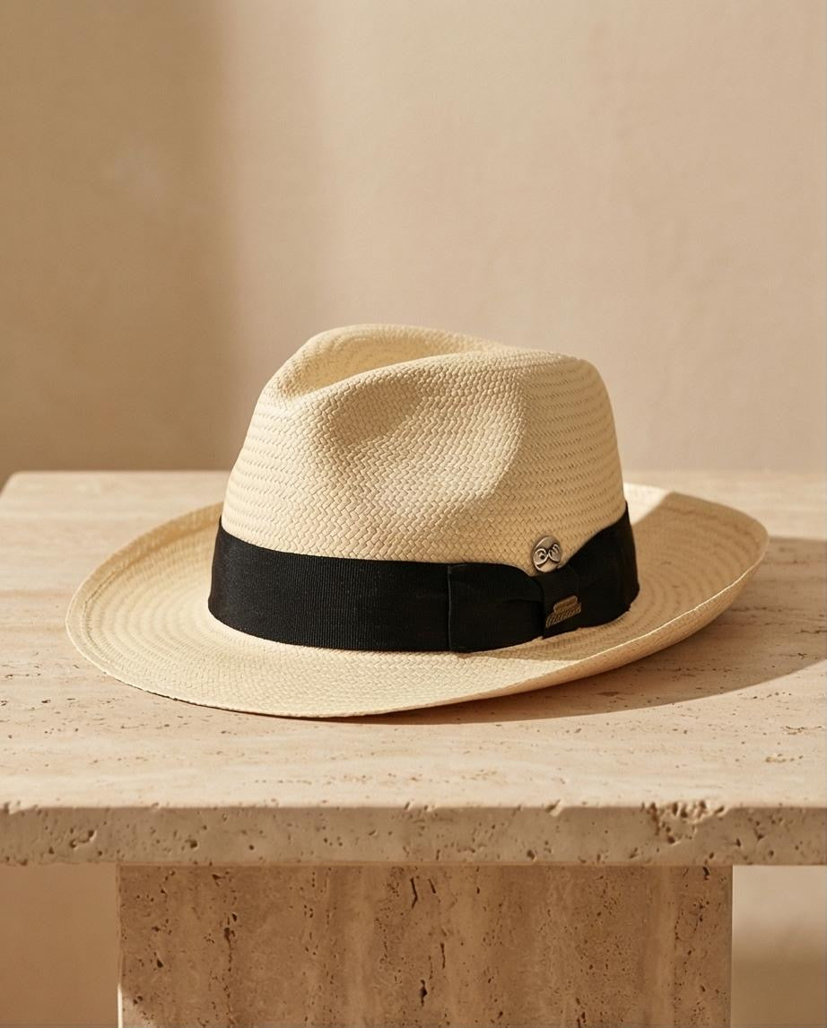 Panama Studio80 in paglia beige e gro black