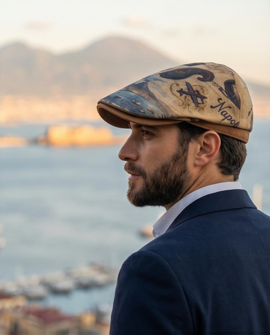 Coppola Polo in puro Lino e vera pelle scamosciata