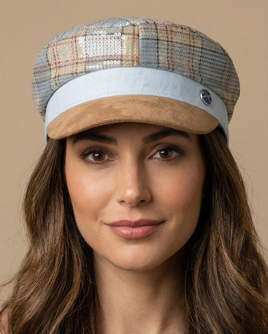 Modello Stewart in lino quadri lurex e micro payette