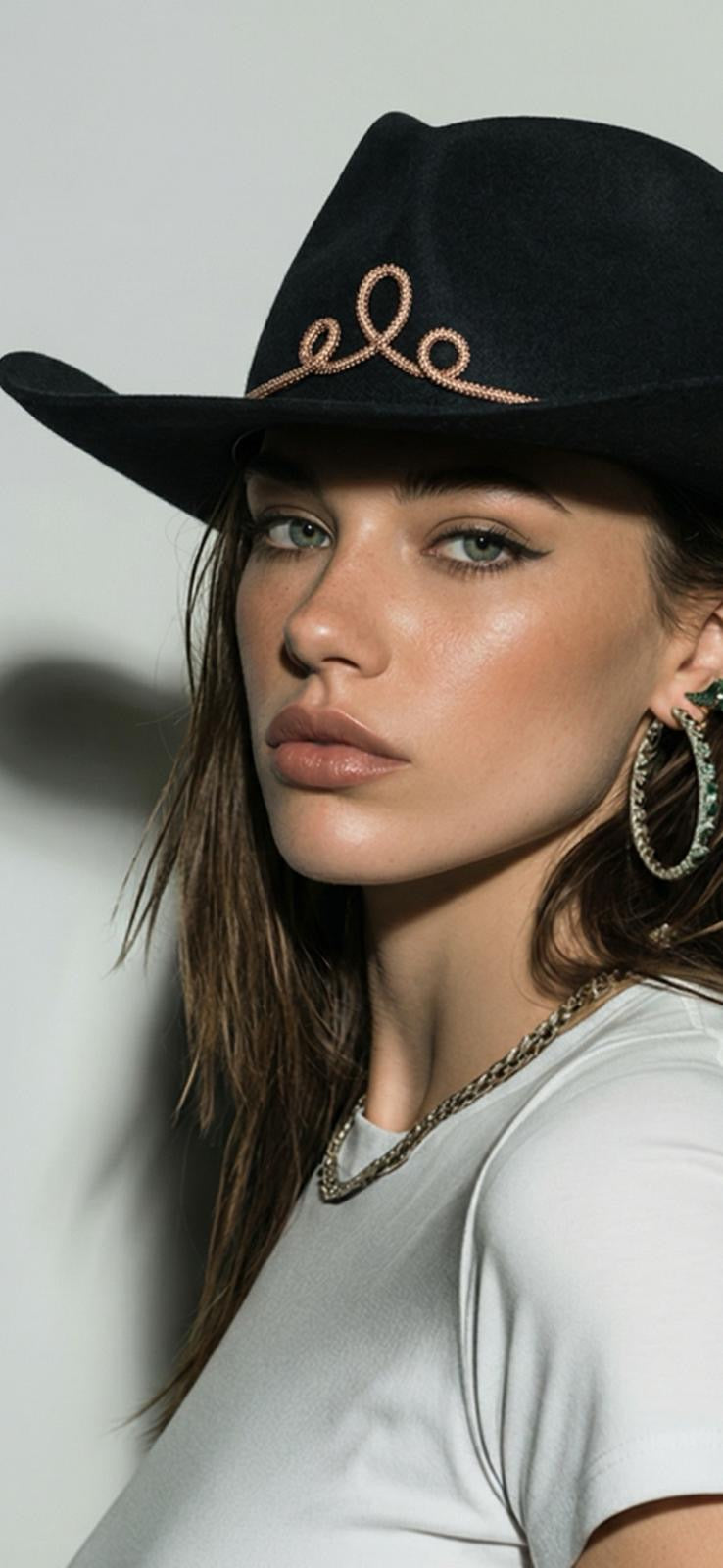 Cowboy in feltro 100% lana con personalizzazione. Colore nero. Made in italy