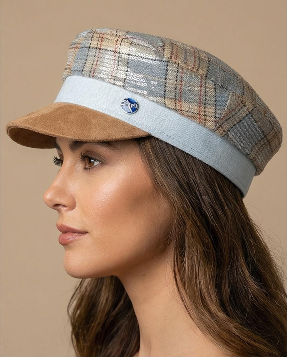 Modello Stewart in lino quadri lurex e micro payette
