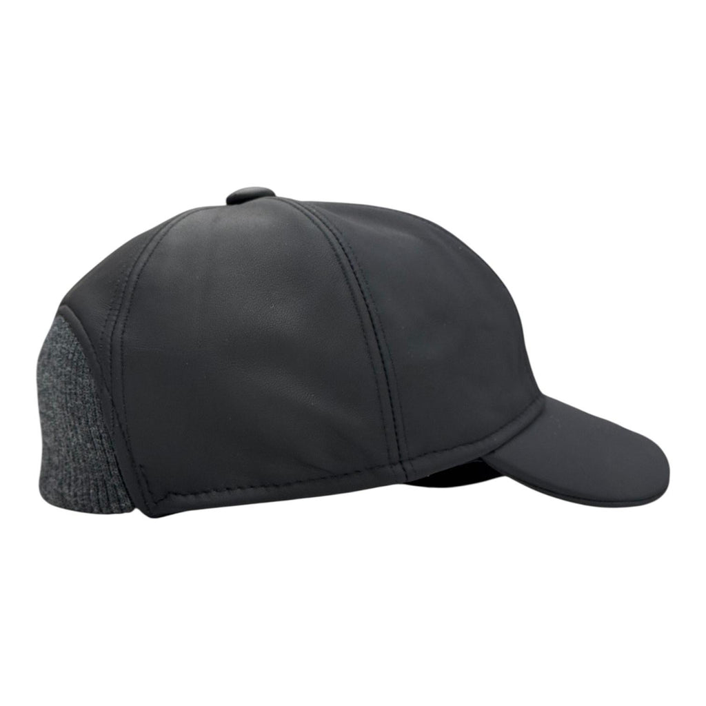 Modello baseball wool in pelle nappa waterproof nera e inserto posteriore in lana