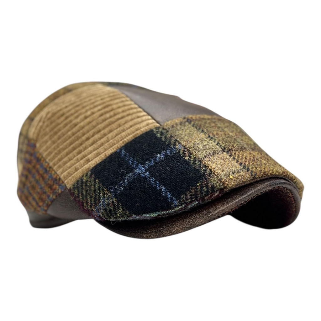 Modello Polo London con fascetta in tessuto patchwork lane shetland e vera pelle