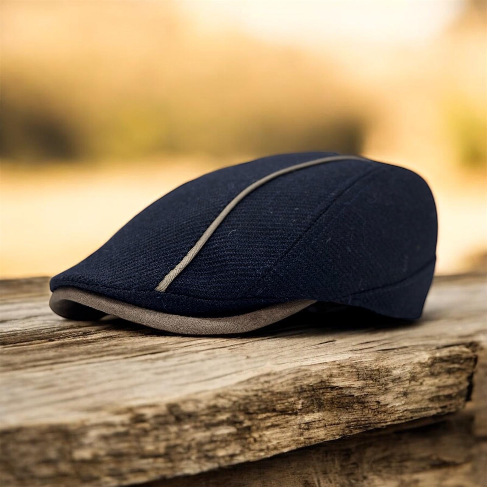 Modello Roger in shetland blu e inserti in alcantara. Stile e raffinatezza