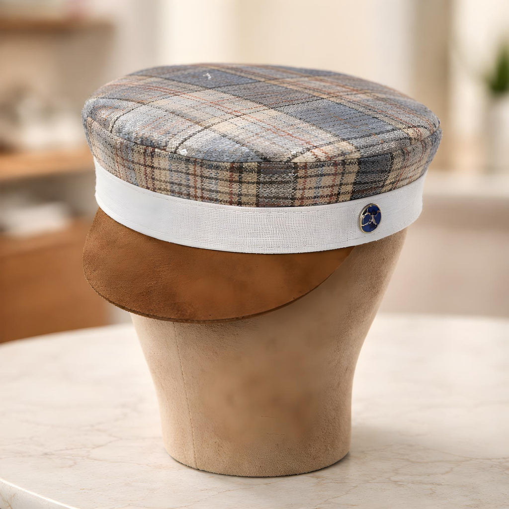 Modello Stewart in lino quadri lurex e micro payette
