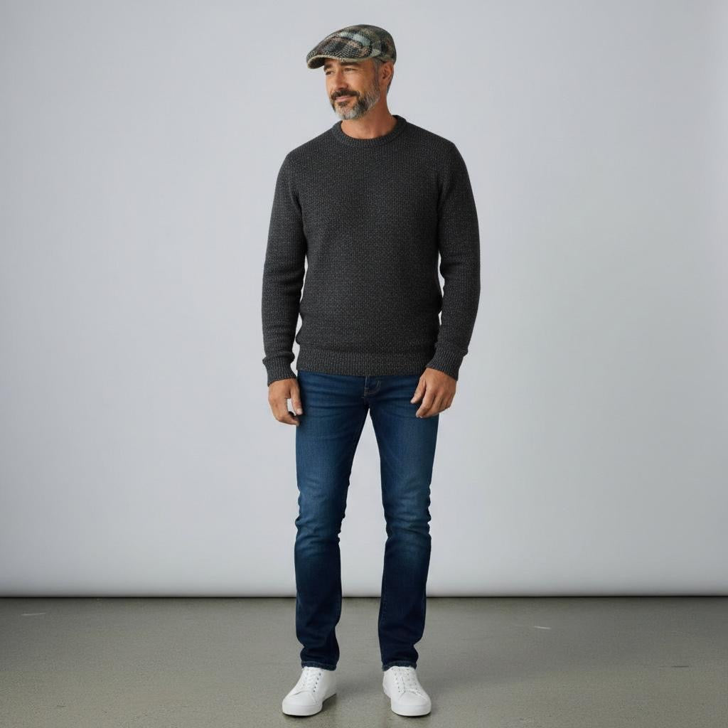 Modello London Conte in tessuto Casentino di qualità eccezionale ed inserti fascetta e visiera in velluto beige