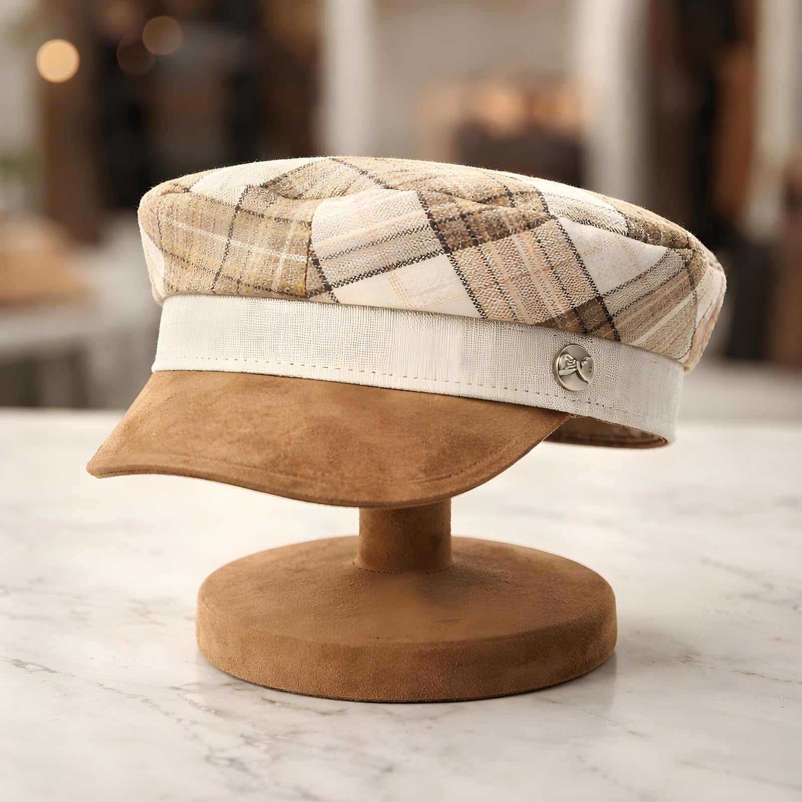 Modello Stewart in lino quadri bicolore e lurex