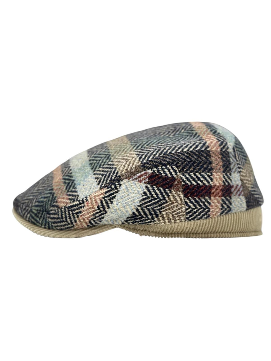 Modello London Conte in tessuto Casentino di qualità eccezionale ed inserti fascetta e visiera in velluto beige