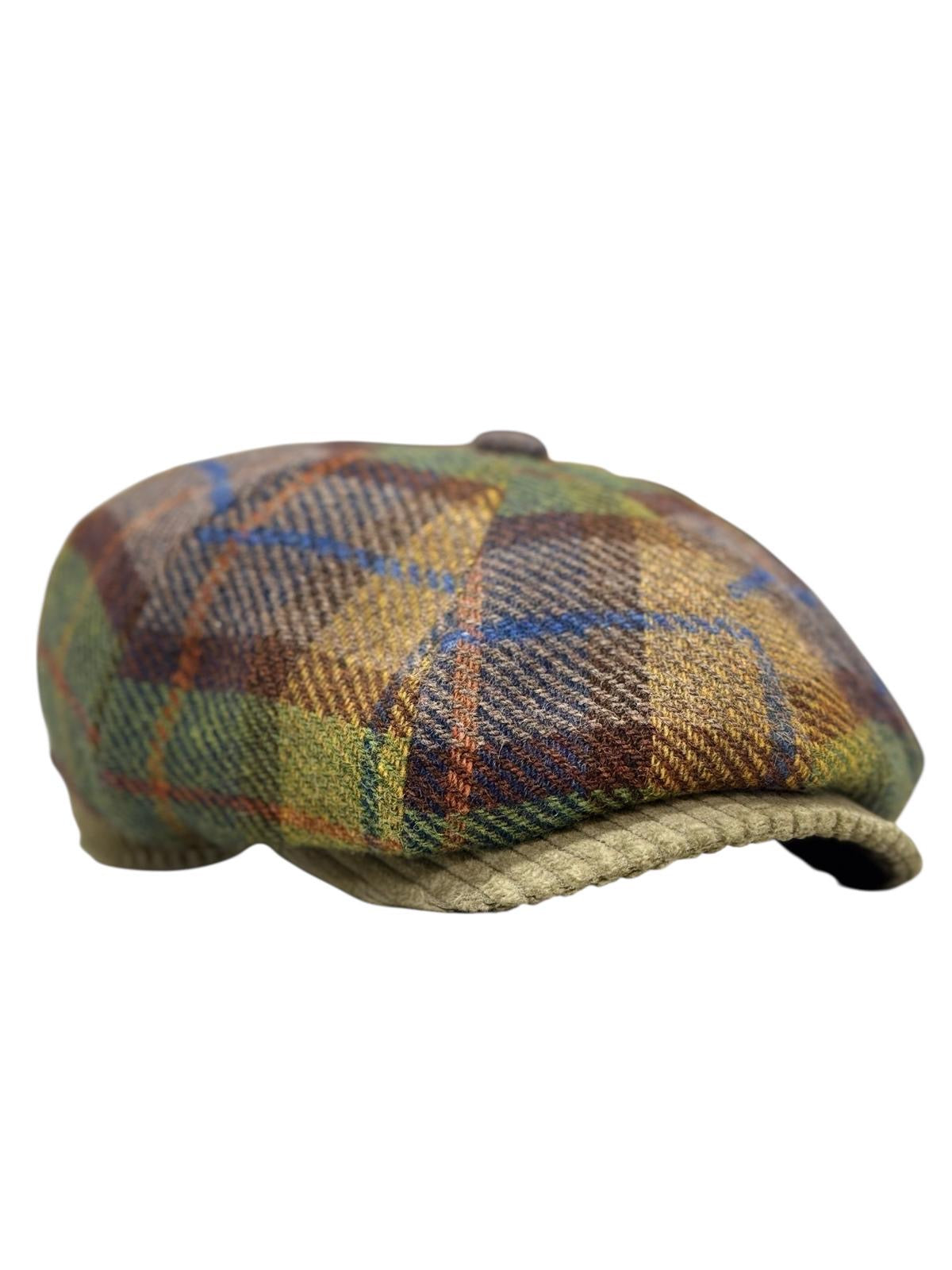 Modello Dublino con fascetta in tessuto shetland beige verde e velluto abbinato