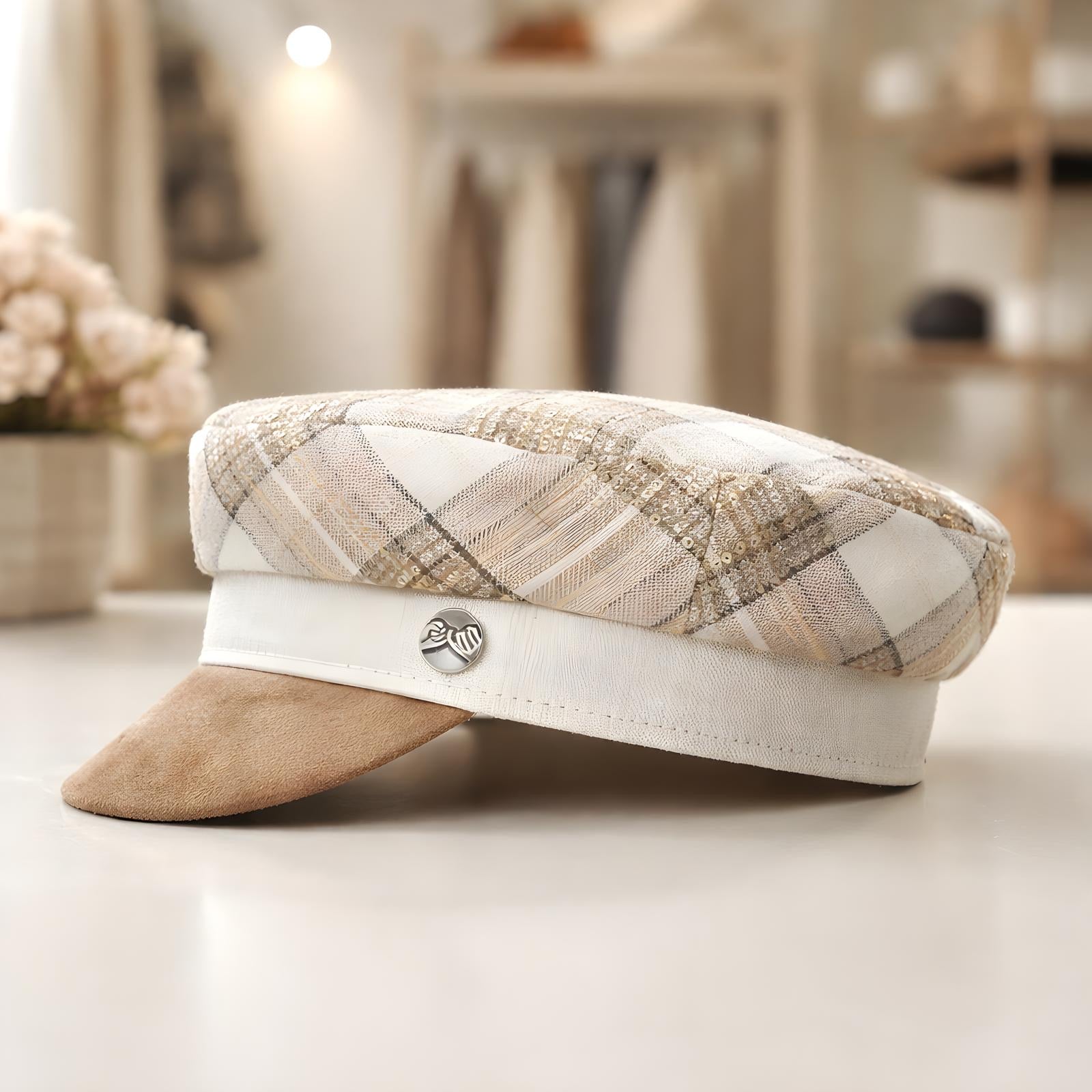 Modello Stewart in lino quadri bicolore e lurex