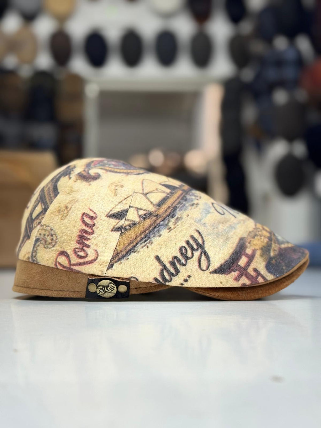 Coppola Polo in puro Lino e vera pelle scamosciata