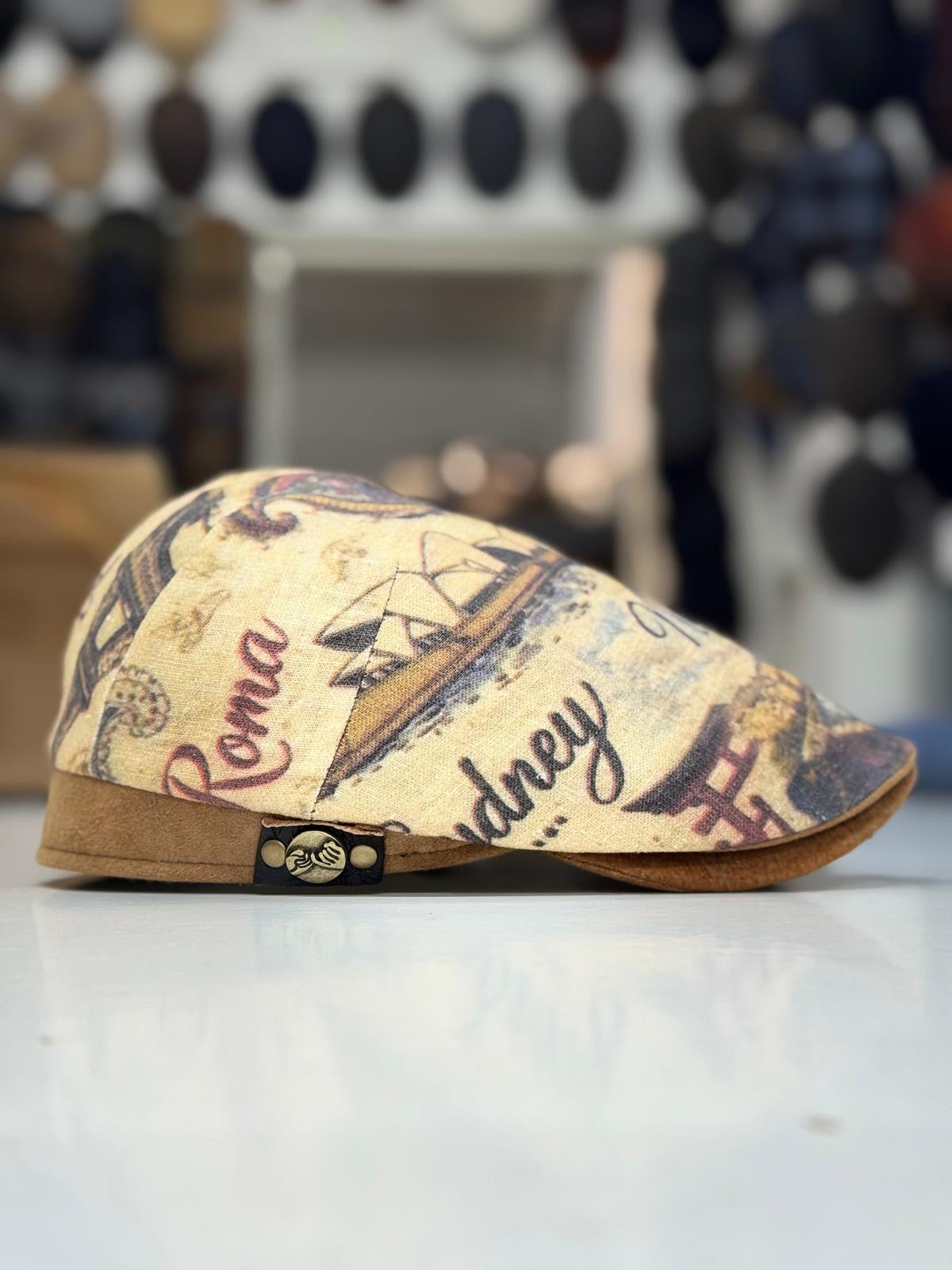 Coppola Polo in puro Lino e vera pelle scamosciata