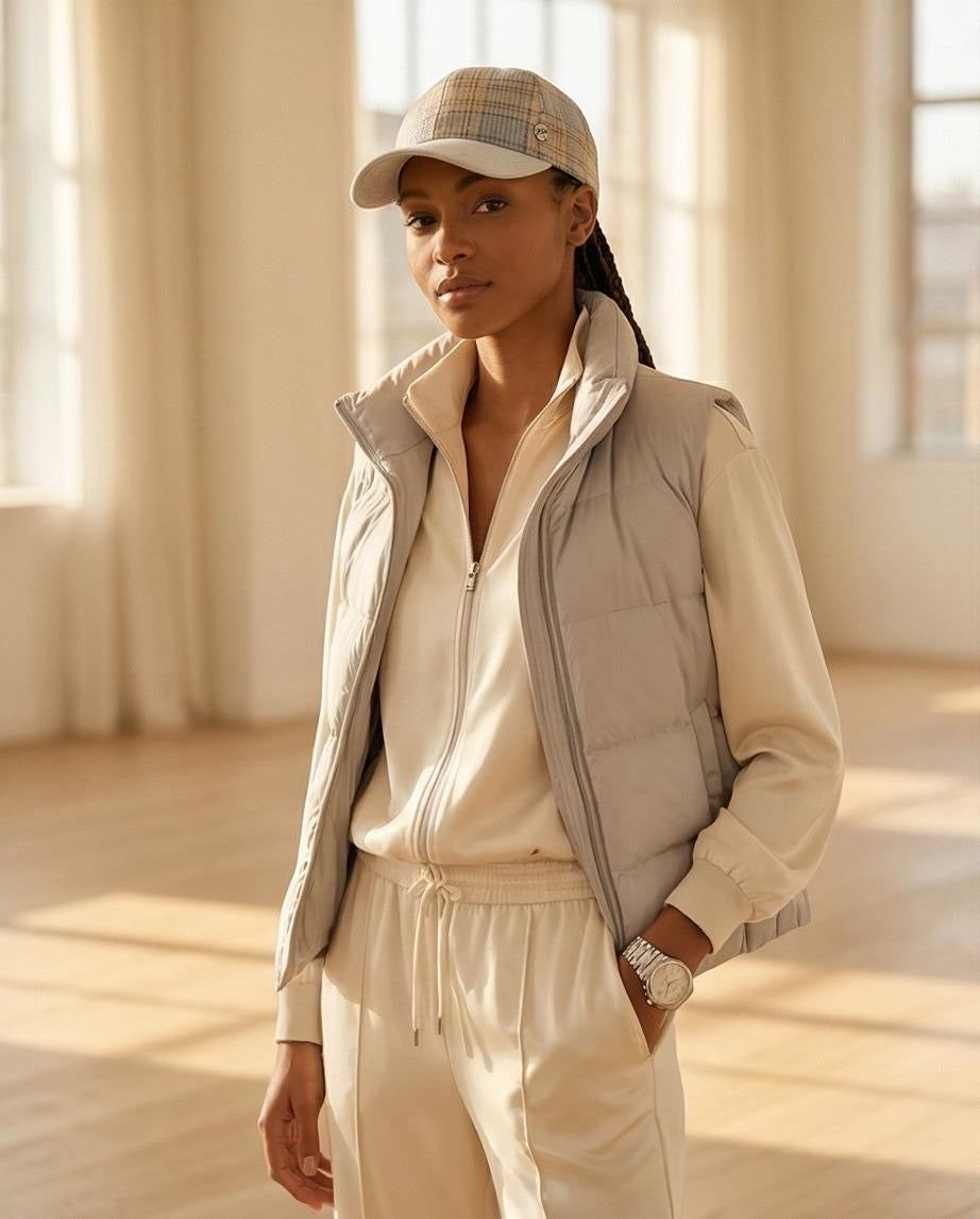 Modello baseball da donna in lino quadri